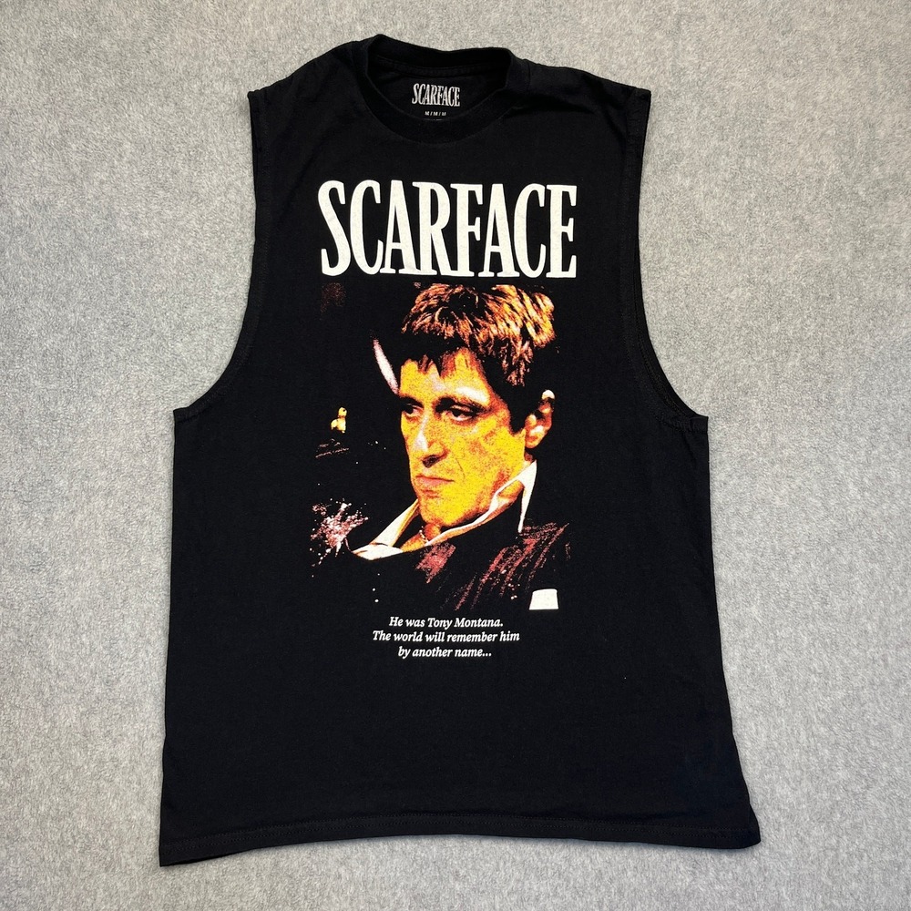 Scarface Tank‎ Top Men's Medium Black Cotton Pullover Crew Neck